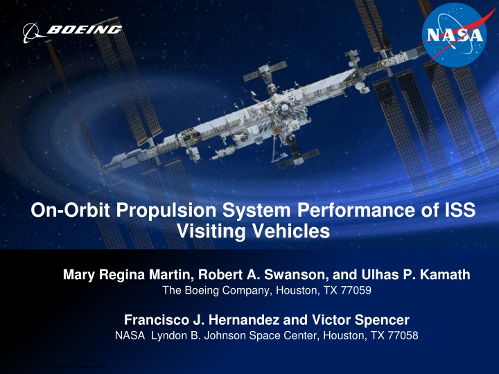 on orbit propulsion system performance of iss visiting vehicles