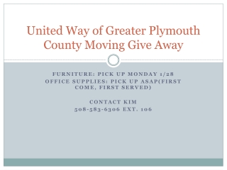 United Way of Greater Plymouth County Moving Give Away