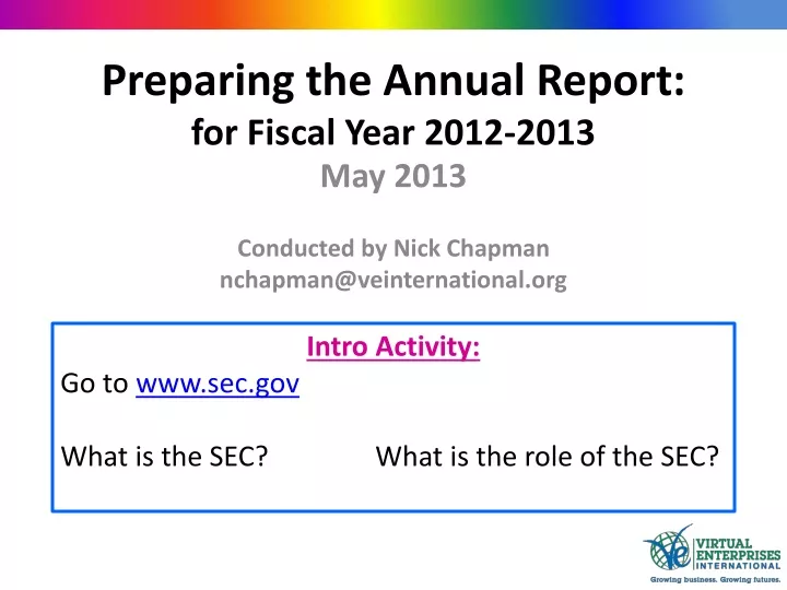 preparing the annual report for fiscal year 2012 2013