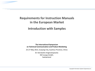 Requirements for Instruction Manuals in the European Market Introduction with Samples