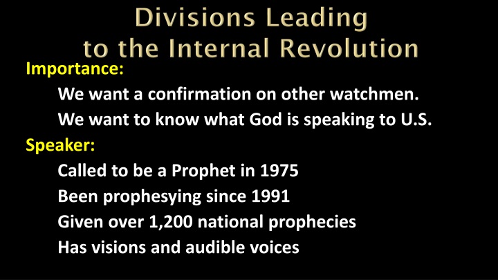 divisions leading to the internal revolution