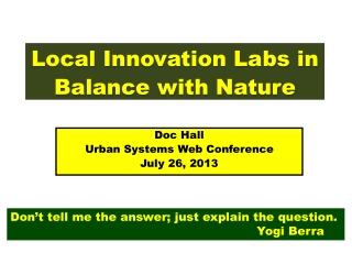 Local Innovation Labs in Balance with Nature