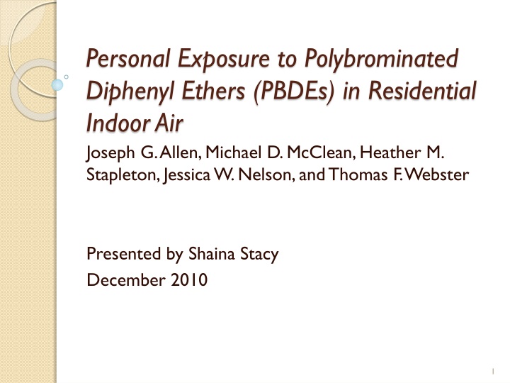 personal exposure to polybrominated diphenyl ethers pbdes in residential indoor air