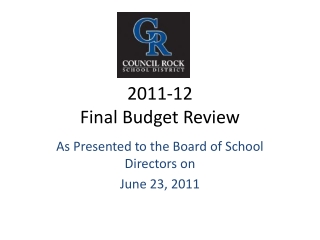 2011-12 Final Budget Review