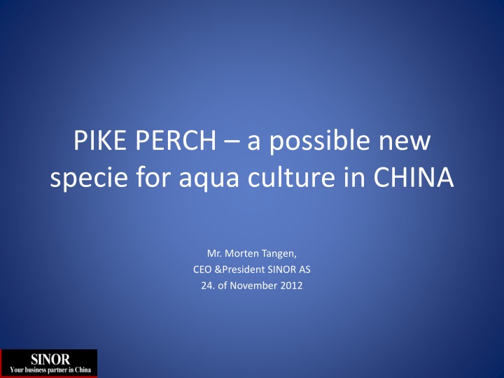 pike perch a possible new specie for aqua culture in china