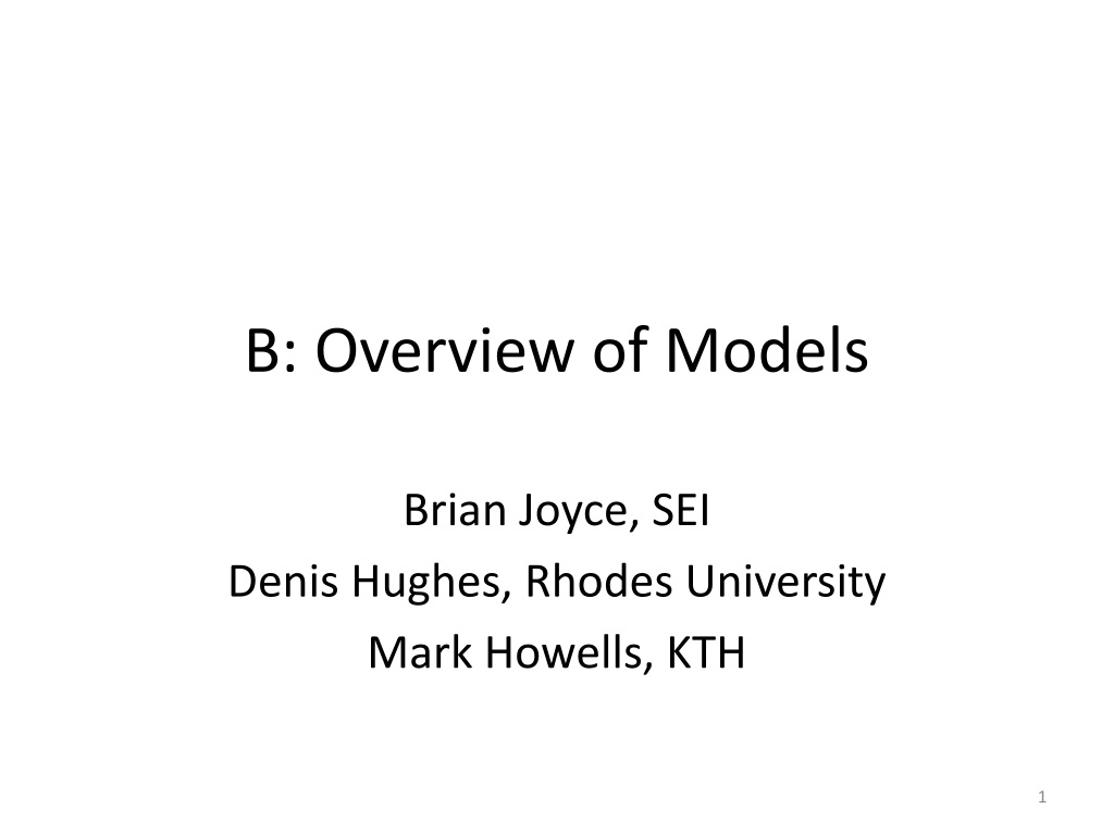 PPT - B: Overview of Models PowerPoint Presentation, free download - ID ...