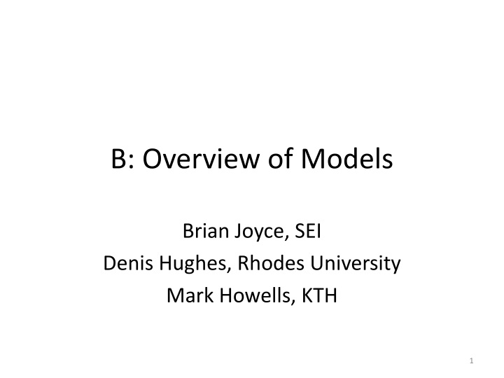 b overview of models