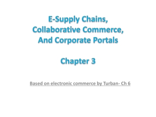 E-Supply Chains, Collaborative Commerce, And Corporate Portals Chapter 3