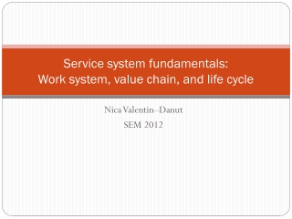 Service system fundamentals: Work system, value chain, and life cycle