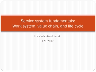 service system fundamentals work system value chain and life cycle