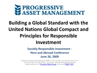 Socially Responsible Investment - Here and Abroad Conference June 26, 2009