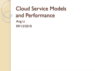 Cloud Service Models and Performance