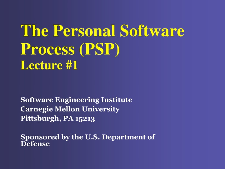 the personal software process psp lecture 1