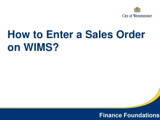 How to Enter a Sales Order on WIMS?