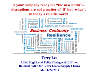 Terry Lee APEC High Level Policy Dialogue (HLPD) on Resilient SMEs for Better Global Supply Chains