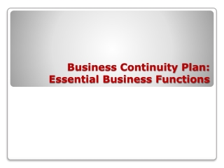 Business Continuity Plan: Essential Business Functions