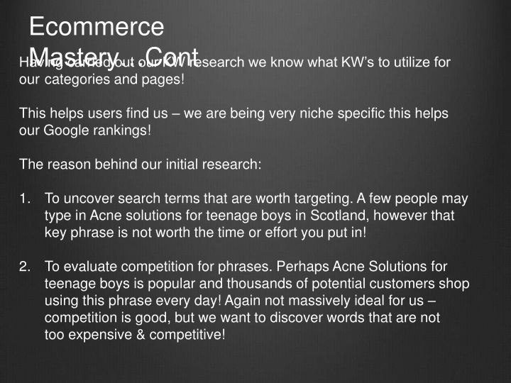 ecommerce mastery cont