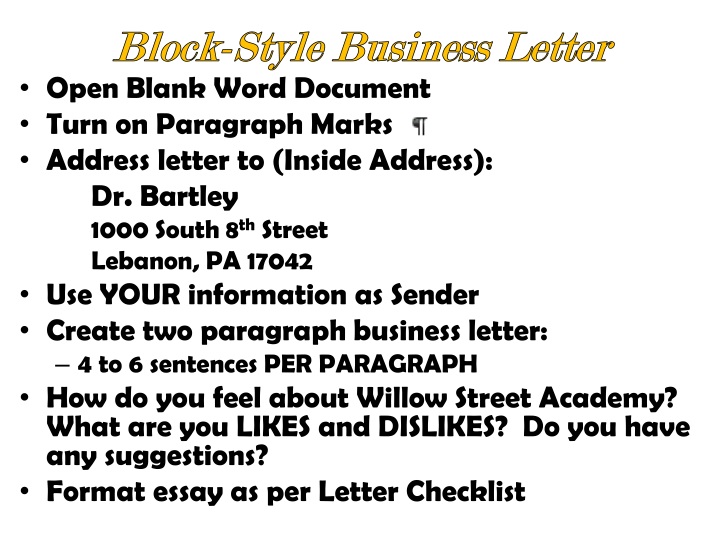 block style business letter