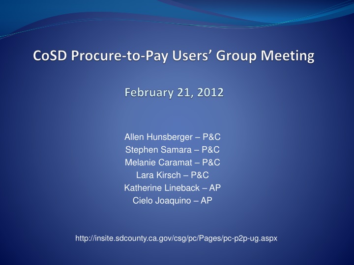 cosd procure to pay users group meeting february 21 2012