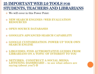 25 IMPORTANT WEB 2.0 TOOLS for STUDENTS, TEACHERS AND LIBRARIANS