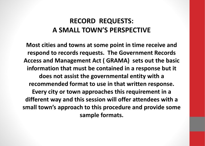record requests a small town s perspective most