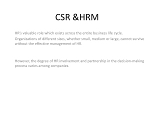 CSR &amp;HRM