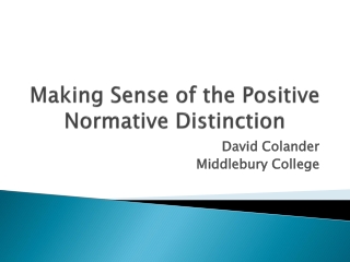 Making Sense of the Positive Normative Distinction