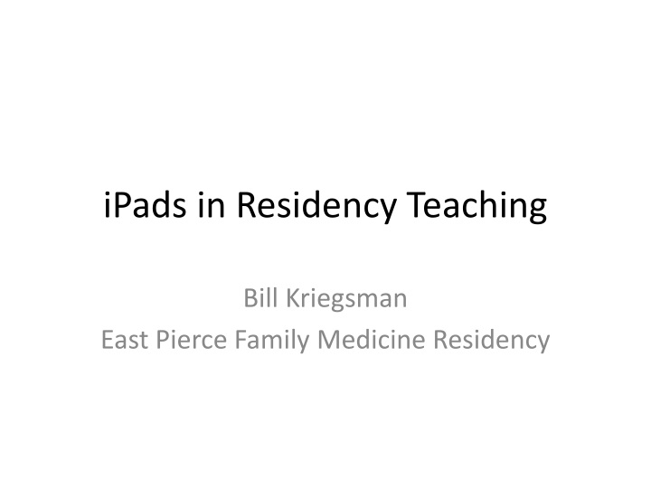 ipads in residency teaching