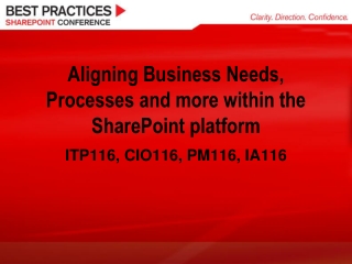 Aligning Business Needs, Processes and more within the SharePoint platform