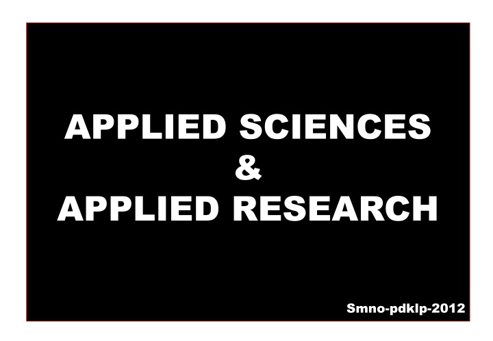 applied sciences applied research smno pdklp 2012