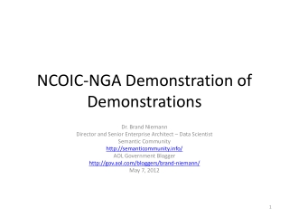 NCOIC-NGA Demonstration of Demonstrations