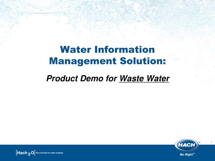 water information management solution product demo for waste water