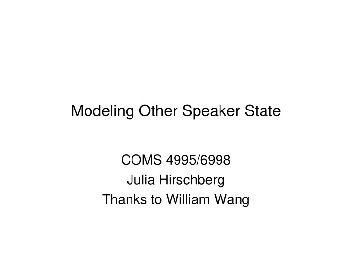 modeling other speaker state