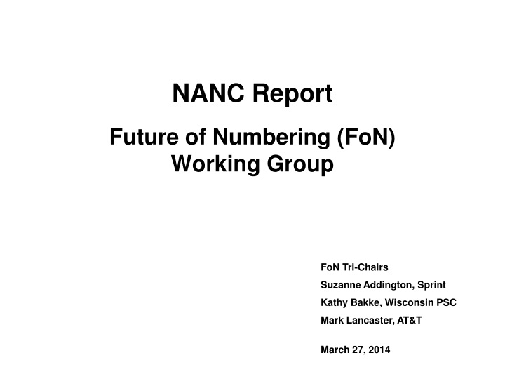 nanc report future of numbering fon working group