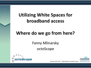 Utilizing White Spaces for broadband access Where do we go from here?