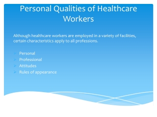 Personal Qualities of Healthcare Workers