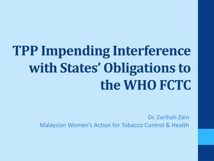 tpp impending interference with states obligations to the who fctc