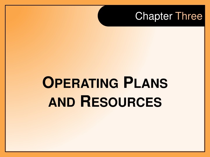 operating plans and resources