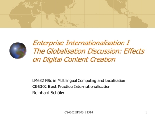 LM632 MSc in Multilingual Computing and Localisation CS6302 Best Practice Internationalisation