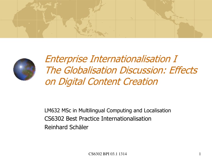 enterprise internationalisation i the globalisation discussion effects on digital content creation