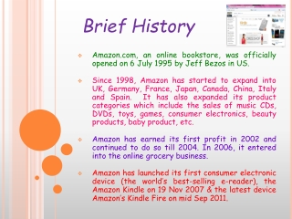 Amazon, an online bookstore, was officially opened on 6 July 1995 by Jeff Bezos in US.