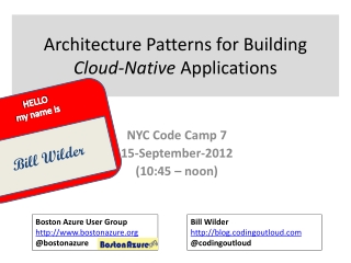 Architecture Patterns for Building Cloud-Native Applications