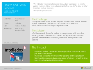 The Impact Improved patient convenience through online at-home access to pre-admissions forms