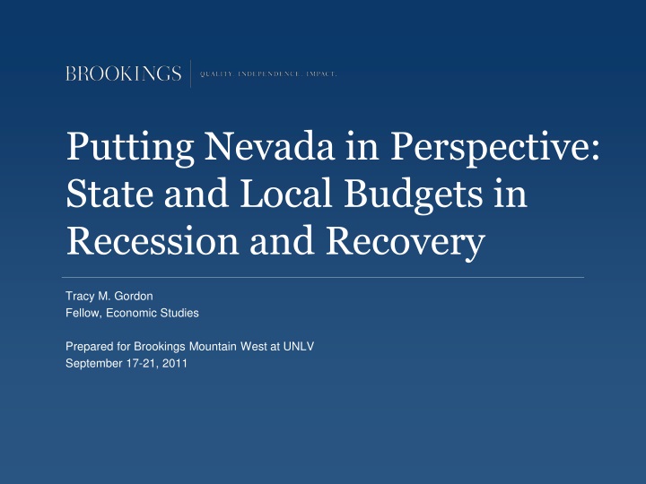 putting nevada in perspective state and local budgets in recession and recovery