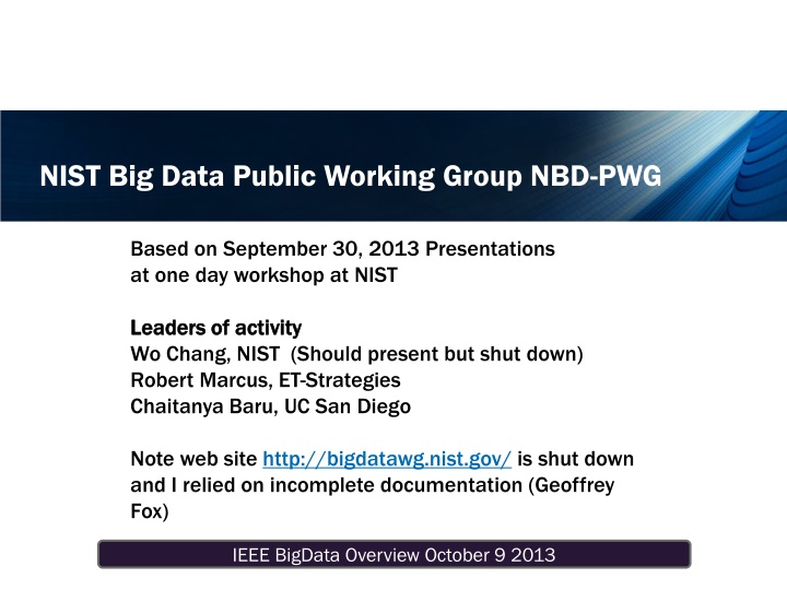 nist big data public working group nbd pwg