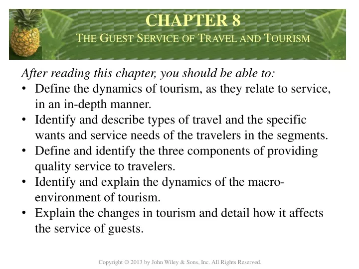 chapter 8 t he guest service of travel and tourism
