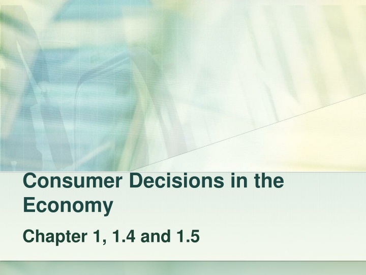 consumer decisions in the economy