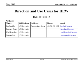 Direction and Use Cases for HEW
