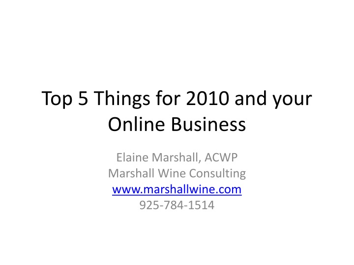 top 5 things for 2010 and your online business
