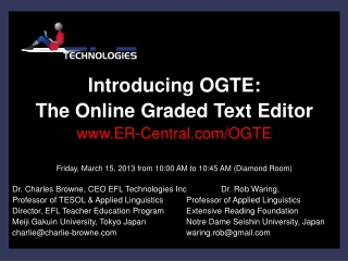 Introducing OGTE: The Online Graded Text Editor ER-Central /OGTE
